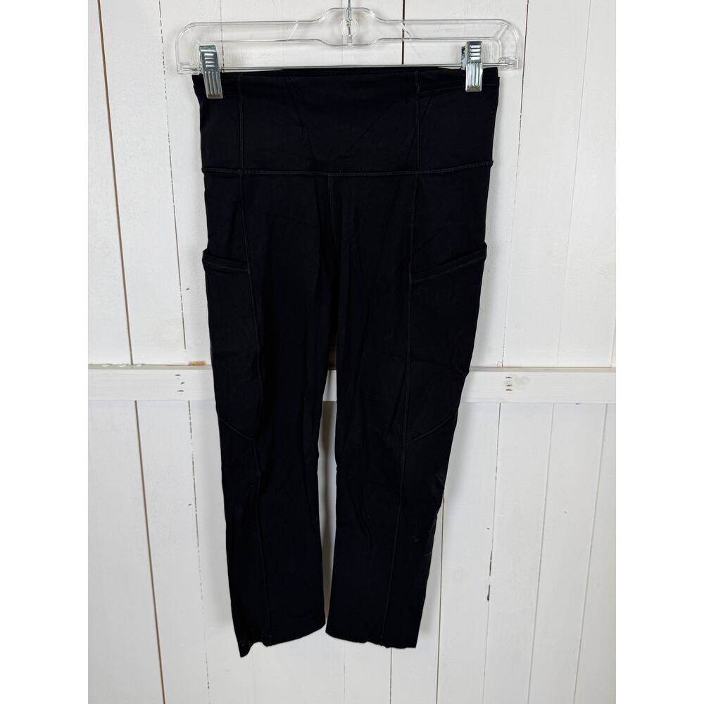 Lululemon Black Ankle Leggings Size 4 Nylon Excellent Pre-Owned